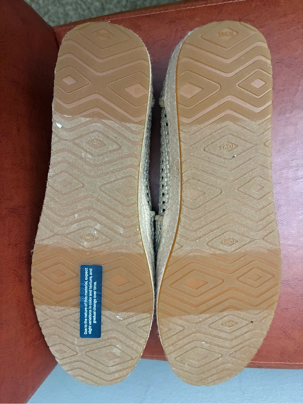 Tom’s Valencia platform espadrille in champagne metallic basket weave SZ 12 NWOB - Picture 8 of 9